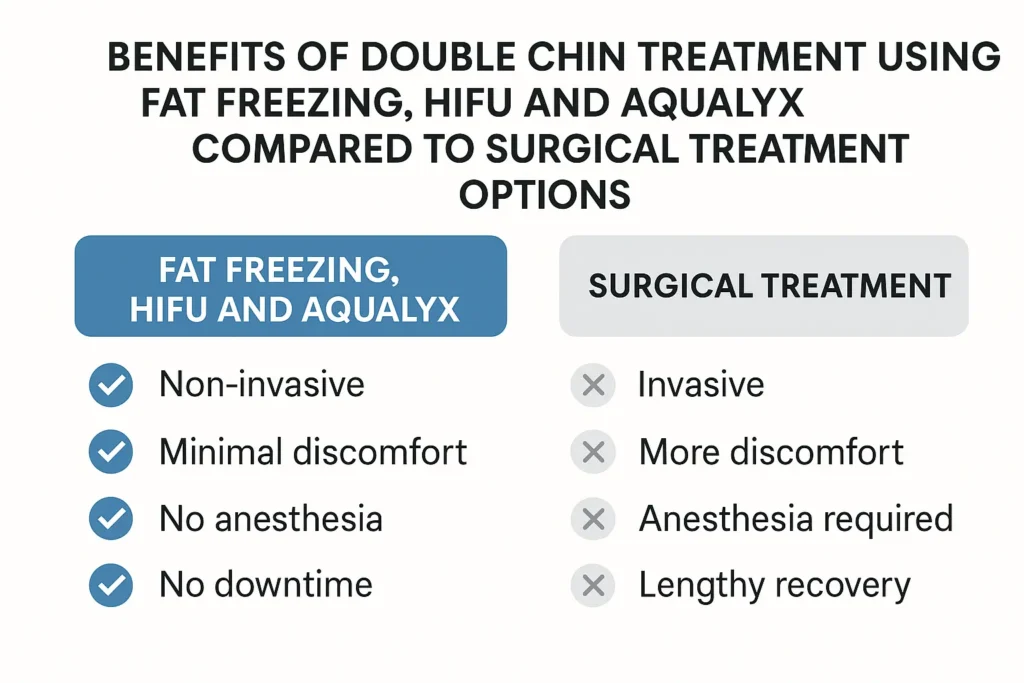 Graphic about the benefits of double chin treatment Barry - from LA LIPO