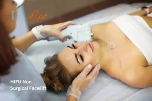 Woman having Hi-Fu to reduce wrinkles Barry.