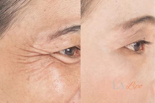 Before and after results of woman - HI-fu wrinkles reduction treatment Barry