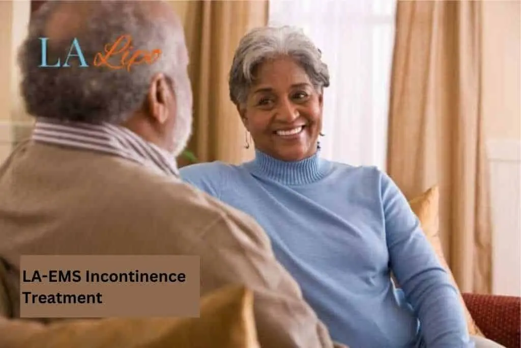 Couple sat smiling at each other - LA-EMS treatment Barry
